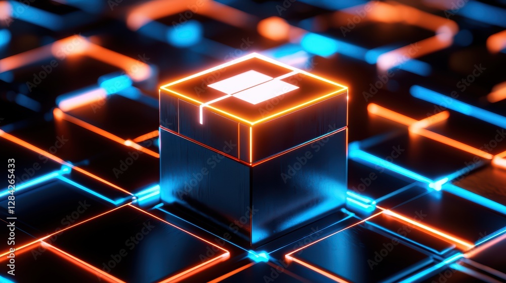 Poster futuristic holographic voting system with floating interface visuals