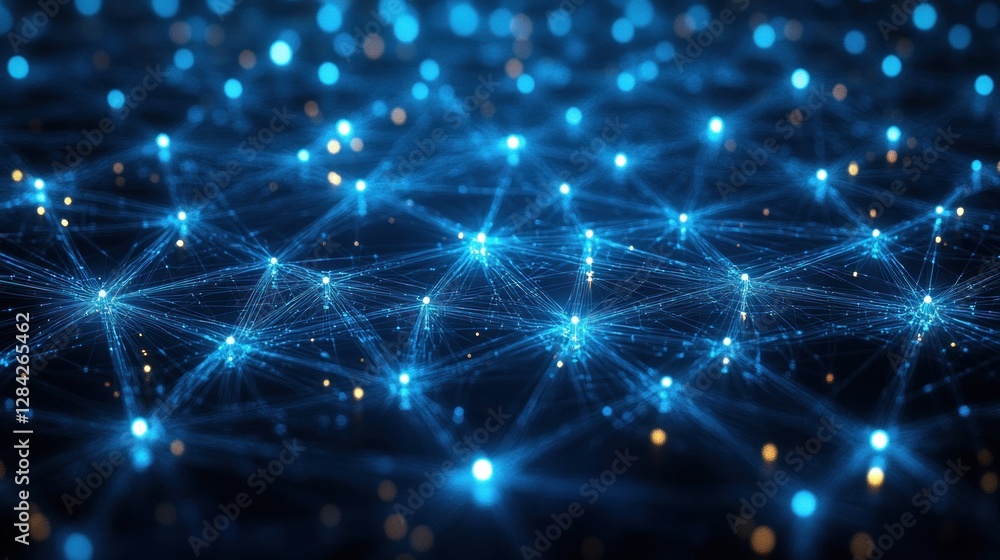Aufkleber abstract network connections in a digital space with glowing points