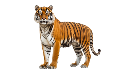 Fierce tiger standing confidently in a studio