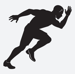 a male sprinter silhouette vector art illustration, silhouette of a man running