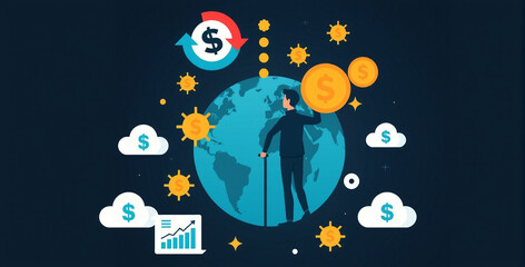 Naklejka premium Concept of Financial Growth and Global Economy