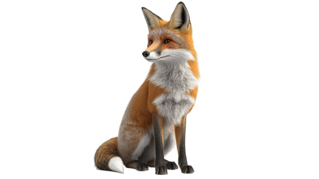 Fox sitting calmly in a natural environment