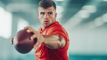 Quarterback training in an indoor facility with a focus on arm strength. Featuring power and intensity