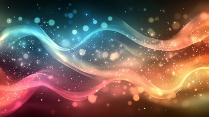 Obraz premium Colorful abstract wavy pattern with bokeh lights, used as background design