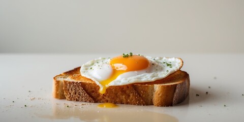 Delicious fried egg served on golden toasted bread for a perfect breakfast meal option.