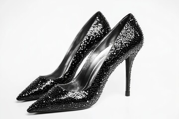 Obraz premium Elegant Black High Heels with Crystal Embellishments