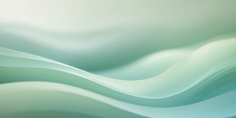 Fototapeta premium Abstract Green and Blue Wavy Lines Background with Light Pastel Tones