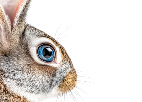 Close up of a rabbit with striking blue eyes