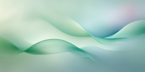 Obraz premium Abstract Green and Blue Wavy Lines Background with Light Pastel Tones.