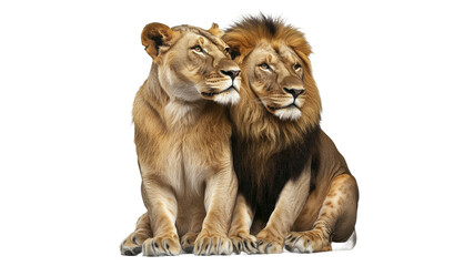 Obraz premium Two lions in close companionship showing affection
