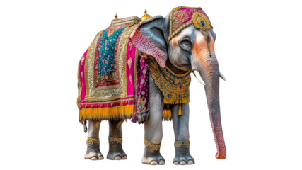 Beautifully adorned elephant standing gracefully