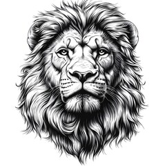Fototapeta premium Stunning artistic design of a lion head tattoo featuring majestic mane and fierce expression