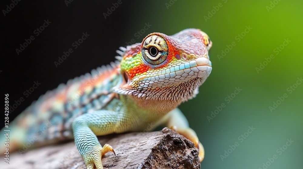 Poster colorful lizard perched on a branch showcasing its remarkable features and vibrant colors : generati