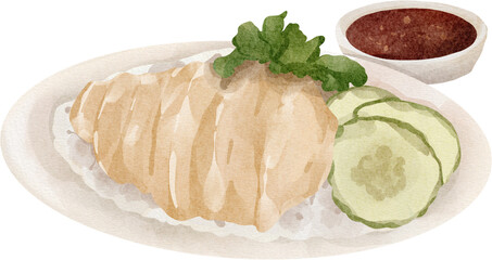 watercolor chicken rice