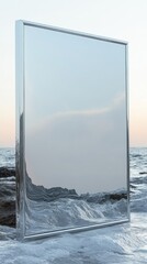 Modern Minimalist Mirror Reflecting Ocean and Sky