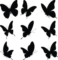 set of butterflies silhouettes