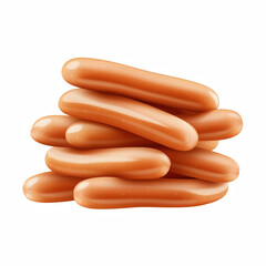 Realistic illustration of a heap of raw sausages with a smooth and shiny texture, isolated on transparent background.