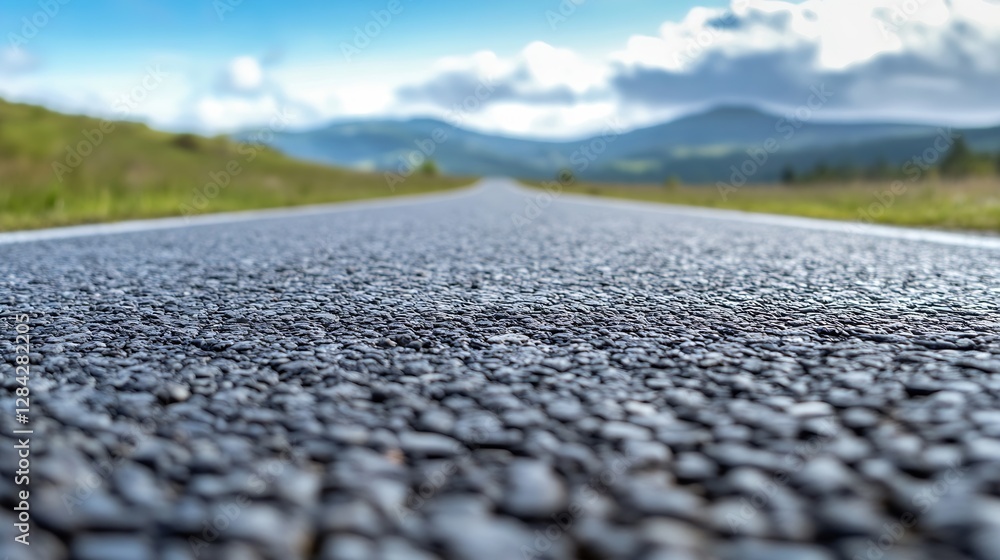 Poster a scenic view of an empty road stretching into the horizon against a dramatic sky : generative ai