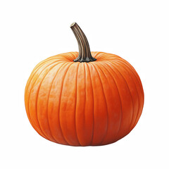 Obraz premium Realistic illustration of a single fresh orange pumpkin with a smooth surface and a short stem, isolated on transparent background.