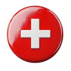 Fototapeta premium Red Medical Icon with White Cross PNG Against Transparent Background for Healthcare Branding, Medical Logos, or First Aid Illustrations