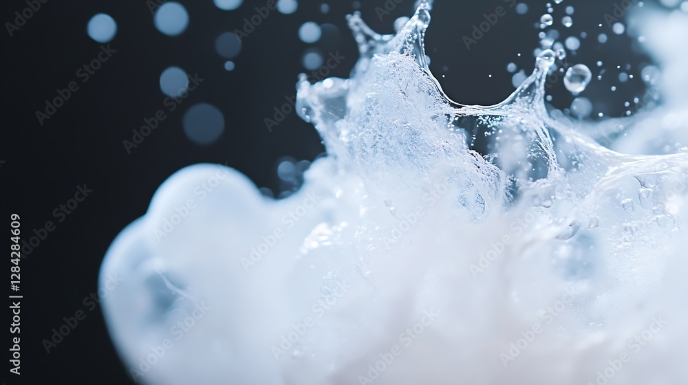 Fototapete Highspeed macro shot of water splash with bubbles creating a dynamic and dramatic effect : Generative AI