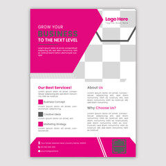 Corporate business flyer template design of a4 flyer template,, in pink colour, and modern design, perfect for creative professional business Corporate business flyer template design. 
