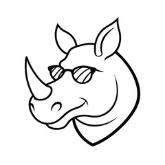 angry rhino cartoon  on wearing sunglass