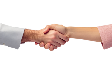 Hands meet in a firm handshake during a greeting