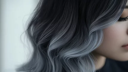 Selbstklebende Fototapeten Close-Up of Beautiful Gray Ombre Hair Style on a Woman's Head © PENJAN  PANTANA
