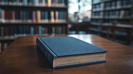 Obraz premium Elegant Blank Book Cover Mockup with Library Background