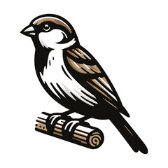 Bird Vector Black and White Illustration