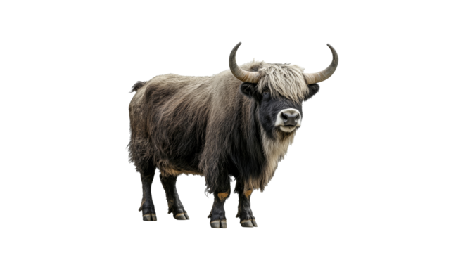 Yak standing gracefully in a snowy landscape