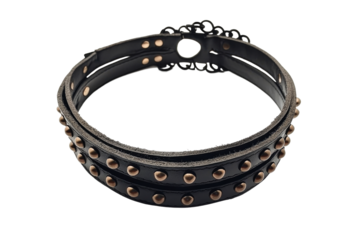 Leather bracelet with studs and intricate design