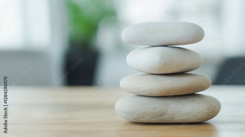 Aufkleber four smooth zen stones stacked in perfect harmony symbolizing balance and tranquility for relaxation