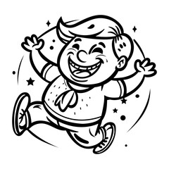 A glyph style sticker of a happy man 