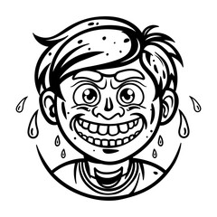 A glyph sticker of nervous boy 