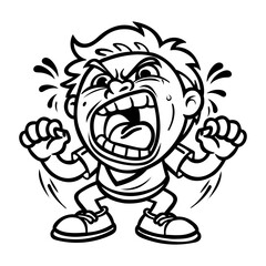 A glyph style sticker of a screaming boy 