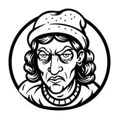 A glyph sticker of serious character 