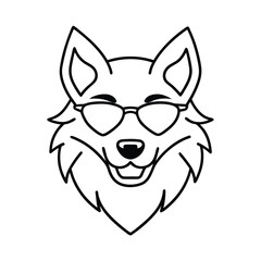 vector illustration of a dog   on wearing sunglass