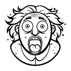 A glyph style sticker of an afraid man 