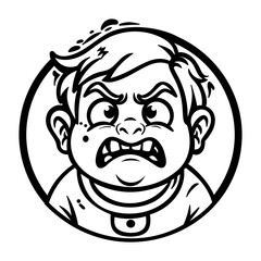 A glyph style sticker of a boy feeling irritation 