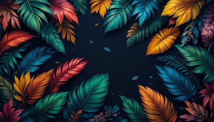 Vibrant autumn leaves nature digital art colorful aerial gigapixel cgi