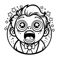 A glyph style sticker of an amazed character 