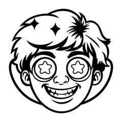 Excited character face sticker in glyph style 