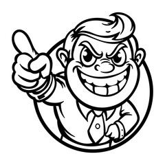 A glyph sticker of a pointing person 