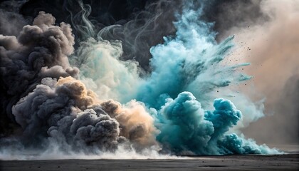 Abstract Gradient Blue Background with Orange & Blue Waves Composition