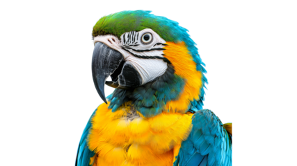 Colorful macaw bird perched for a close up view