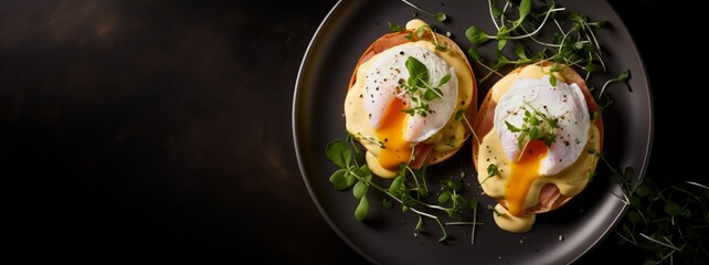 Egg benedict with salmon with a space for text
