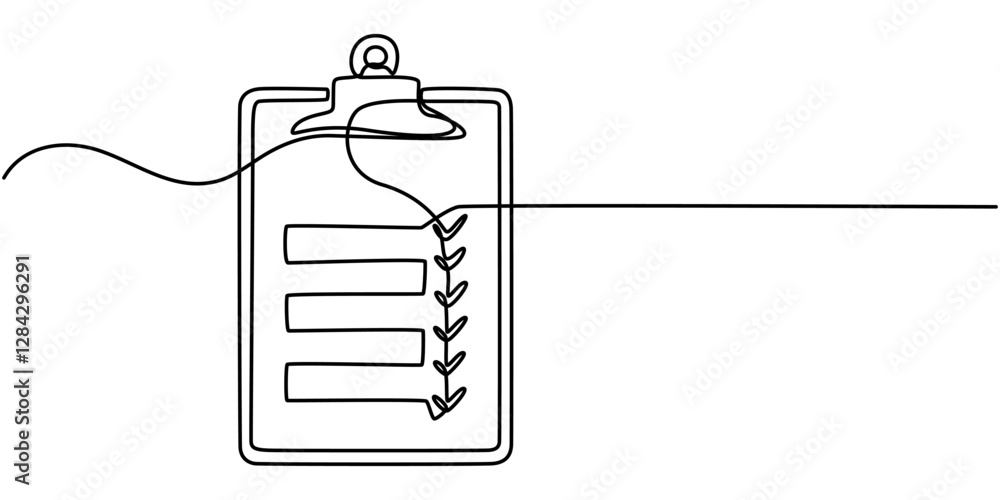 Fototapete continuous line drawing of checklist icon. hand drawn symbol vector illustration, continuous line dr