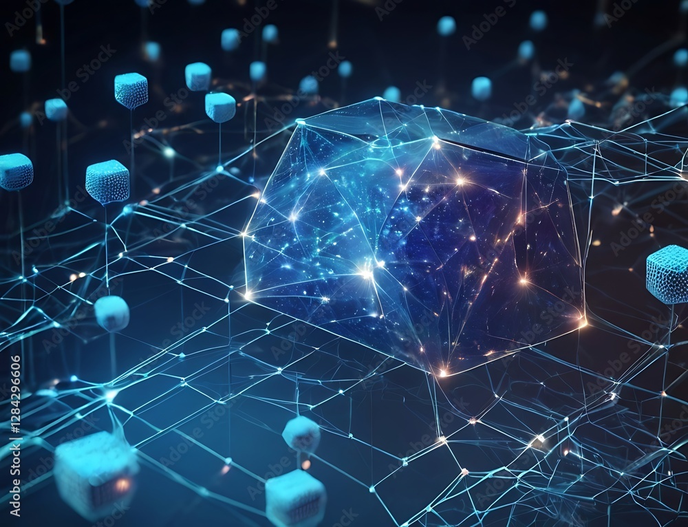 Poster innovative networking infrastructure for business with futuristic design